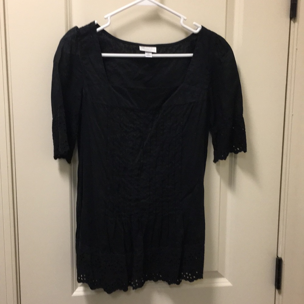 Black tunic with eyelet detail